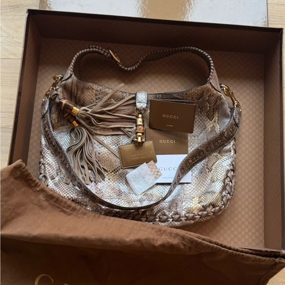GUCCI Jackie Bag Python leather Hobo Large Bag Bo… - image 1
